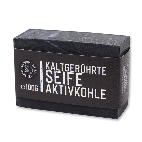 Cold-stirred plant oil soap 100g "Black Edition", Activated charcoal 