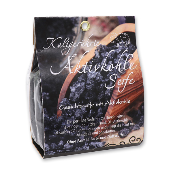 Cold-stirred plant oil soap 100g in a bag, Activated charcoal 