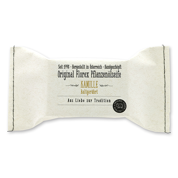 Cold-stirred soap 100g, packed in a stitched paper bag, Chamomile 