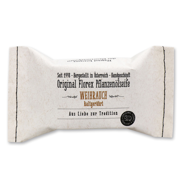 Cold-stirred soap 100g, packed in a stitched paper bag, Incense 