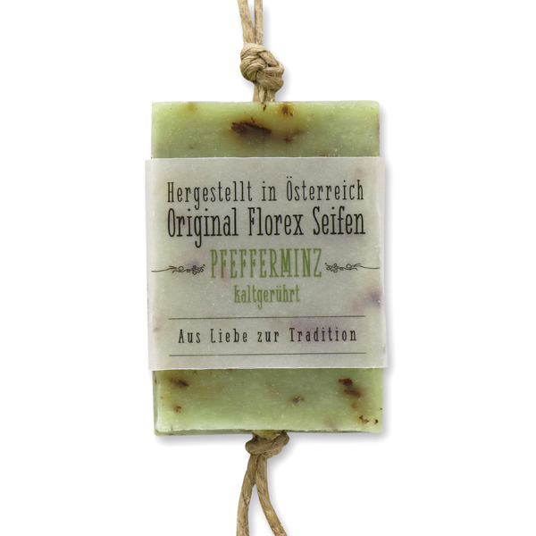 Cold-stirred soap 90g hanging, with transparent paper, Peppermint 