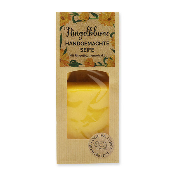 Cold-stirred soap without sheep milk 100g in a brown bag "feel-good time", Marigold 
