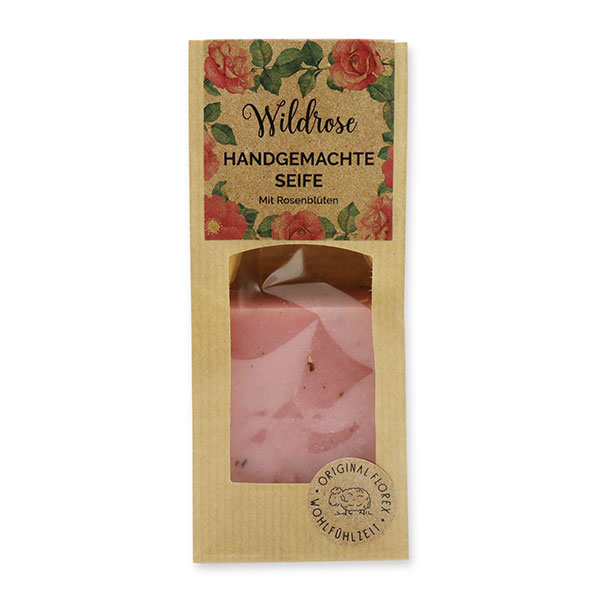 Cold-stirred soap without sheep milk 100g in a brown bag "feel-good time", Wild rose 
