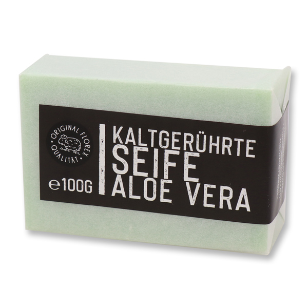 Kaltgerührte Seife 100g "Black Edition" weiß verpackt, Aloe Vera 