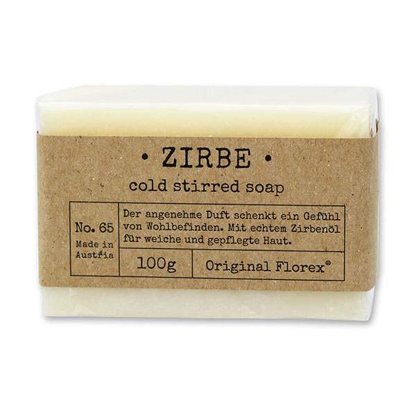 Kaltgerührte Seife 100g in Cello "Pure Soaps", Zirbe 