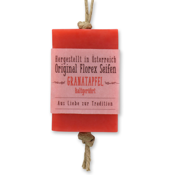 Cold-stirred soap 90g hanging, with transparent paper, Pomegranate 