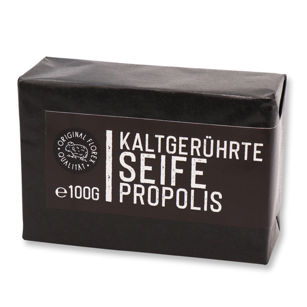 Kaltgerührte Seife 100g "Black Edition" schwarz verpackt, Propolis 