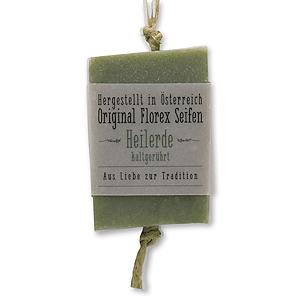 Cold-stirred soap 90g hanging, with transparent paper, Healing clay 