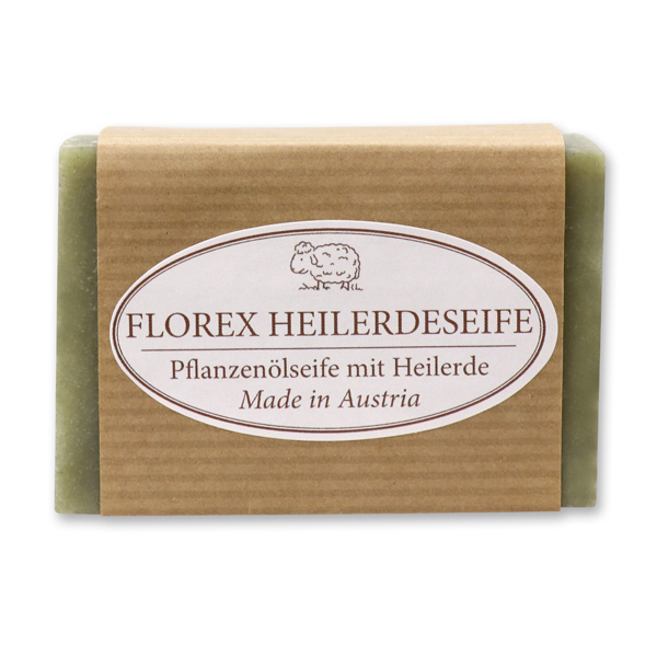Cold-stirred plant soap 100g with a brown paper, Healing clay 