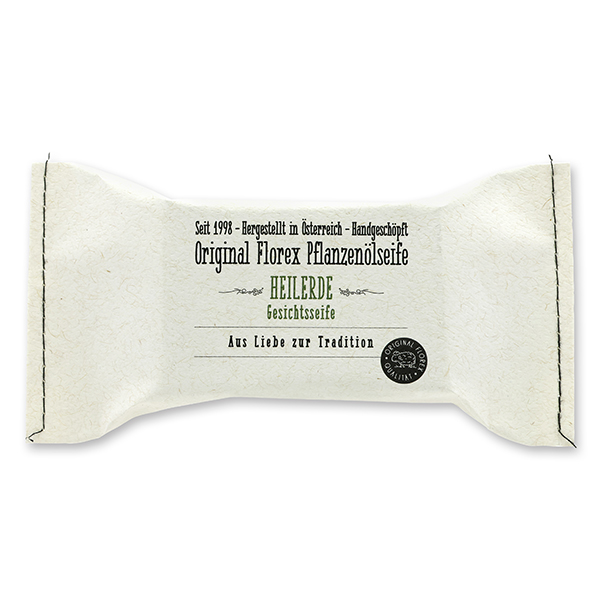 Cold-stirred plant soap 100g in a stitched paper bag, Healing clay 
