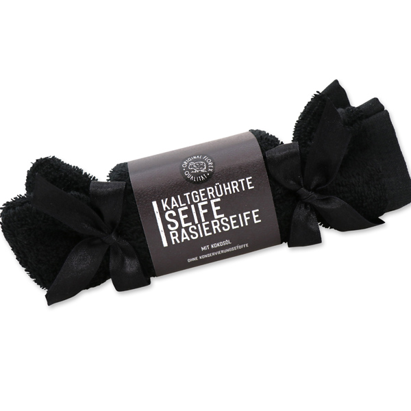 Cold-stirred soap 90g "Black Edition", in a washing cloth, Shaving-soap 