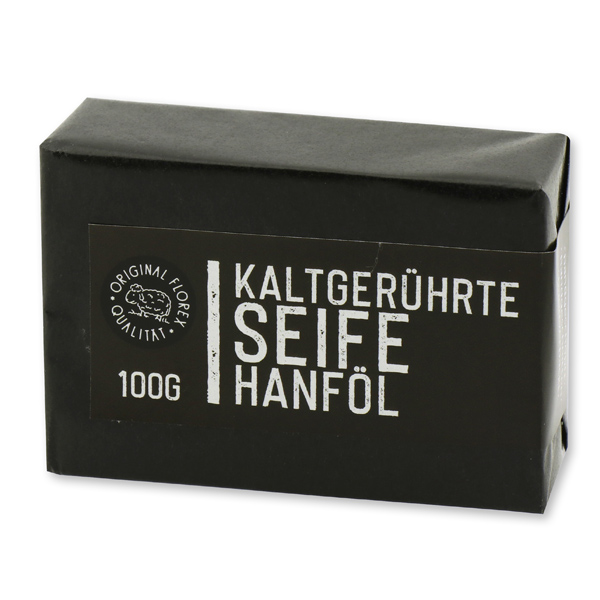 Kaltgerührte Seife 100g "Black Edition" schwarz verpackt, Hanföl 