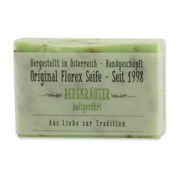 Cold-stirred soap 100g in Cello with transparent paper, Mountain herbs 