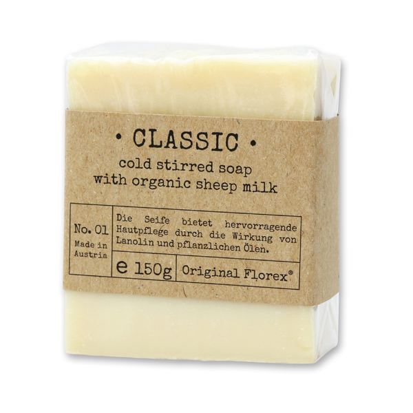 Cold-stirred sheepmilk soap 150g packed in cello "Pure Soaps", Classic 