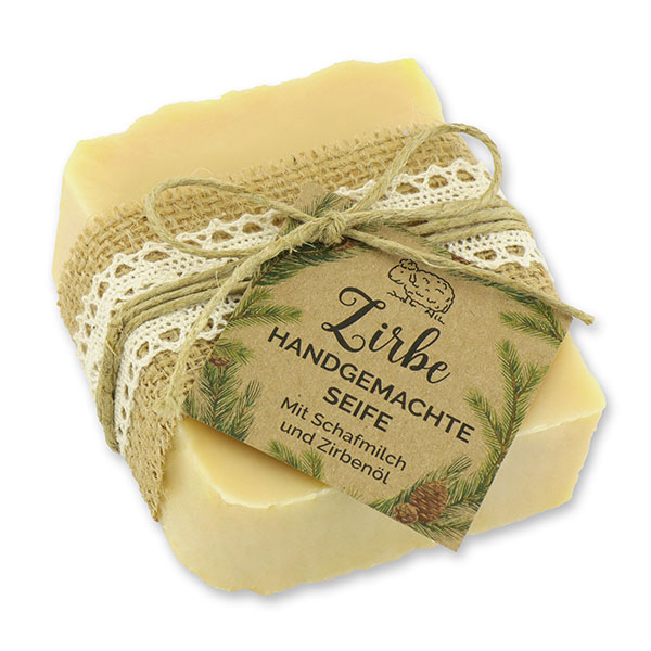 Cold-stirred sheep milk soap 150g decorated "feel-good time", Swiss pine 