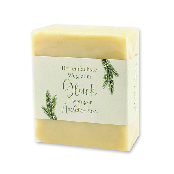 Cold-stirred sheep milk soap 150g in cello "Der einfachste Weg...", Swiss pine 