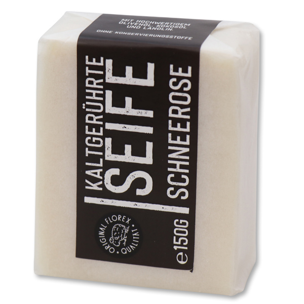 Cold-stirred soap 100g "Black Edition" white, Christmas rose white 