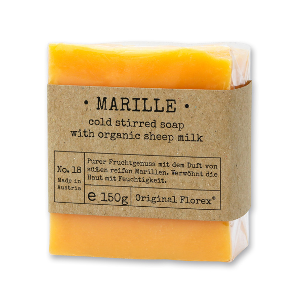 Cold-stirred sheepmilk soap 150g packed in cello "Pure Soaps", Apricot 
