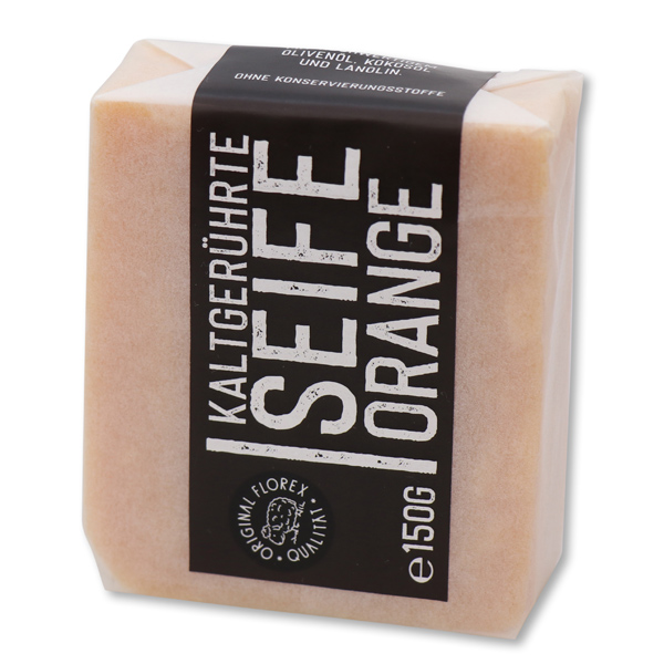 Cold-stirred soap 100g "Black Edition" white, Orange 