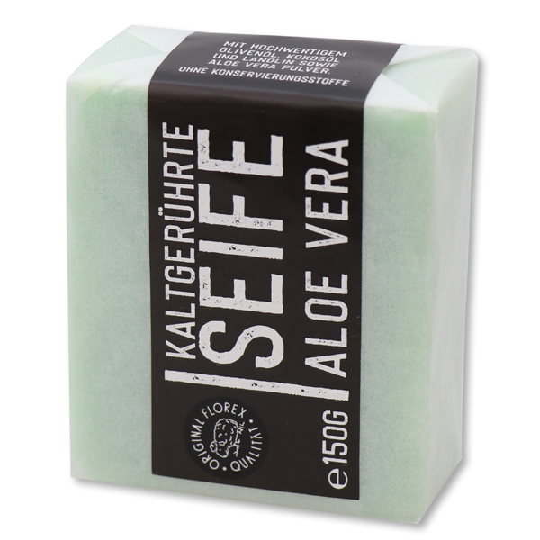 Cold-stirred soap 100g "Black Edition" white, Aloe vera 