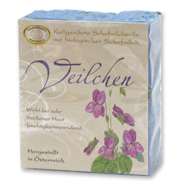 Kaltgerührte Schafmilchseife 150g klassisch verpackt, Veilchen 