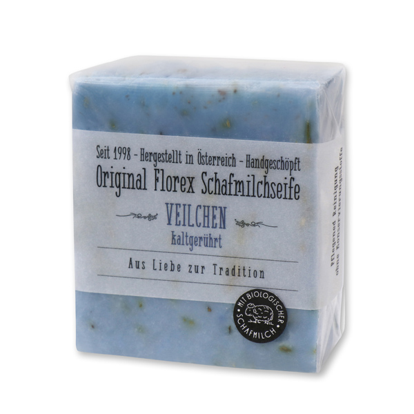 Cold-stirred sheepmilk soap 150g in cello wrapped with transparent paper, Violet 