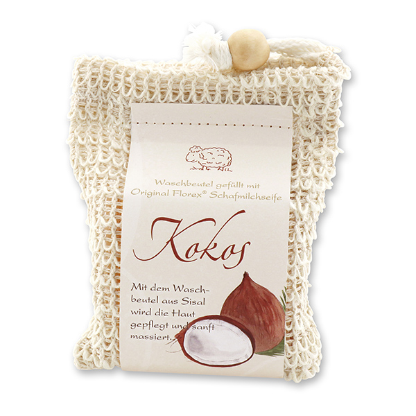 Cold-stirred sheep milk soap 150g classic packed in a soap holder, Coconut 