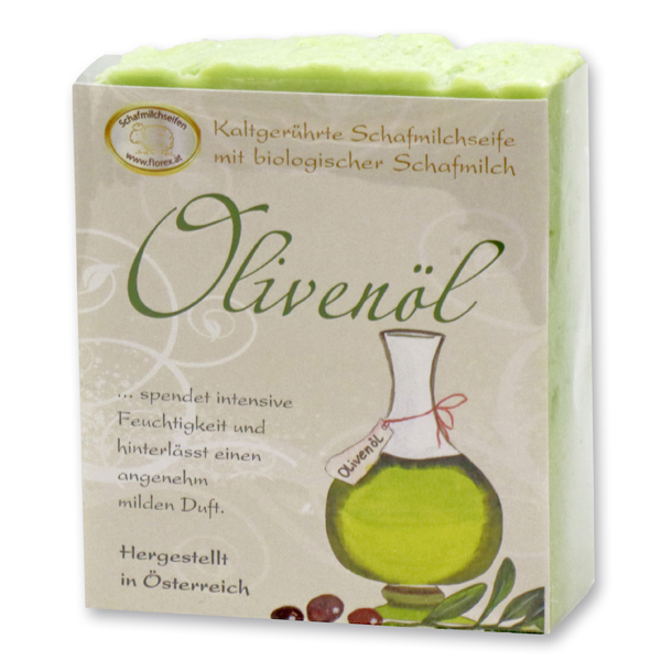 Kaltgerührte Schafmilchseife 150g klassisch verpackt, Olivenöl 
