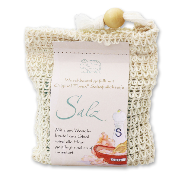 Cold-stirred sheep milk soap 150g classic packed in a soap holder, Salt 