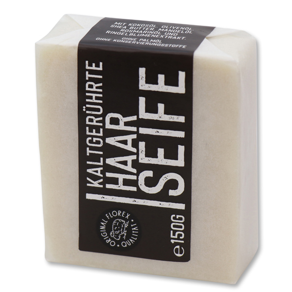 Cold-stirred soap 100g "Black Edition" white, Hairsoap 