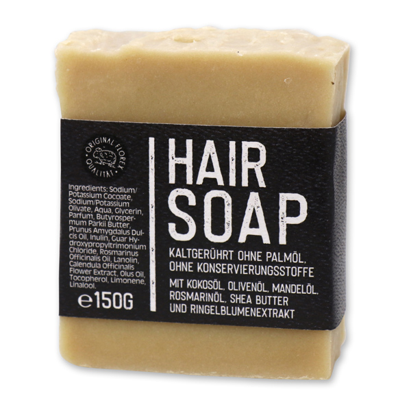 Cold-stirred soap 150g with paper "Black Edition", Hairsoap 