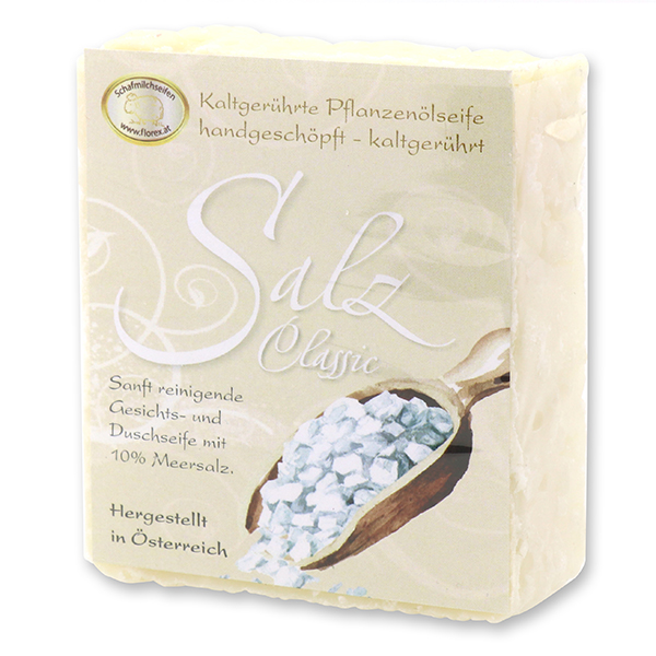 Cold-stirred sheep milk soap 150g with classic labelling, Salt-soap classic 