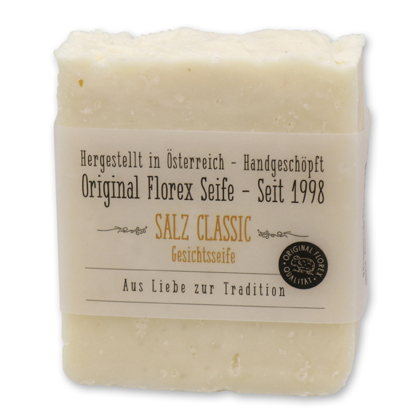 Spezialseife kaltgerührt 150g mit transparenter Schleife, Salzseife Classic 