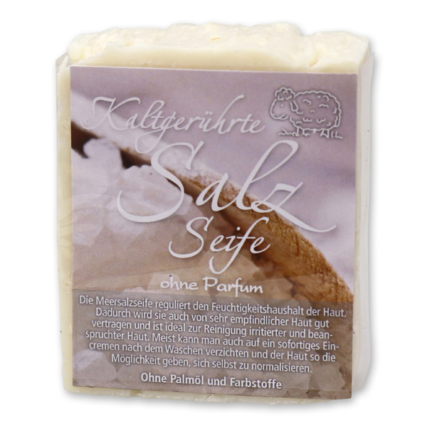 Cold-stirred 150g with a card in a cellophane, Salt-soap without perfume 