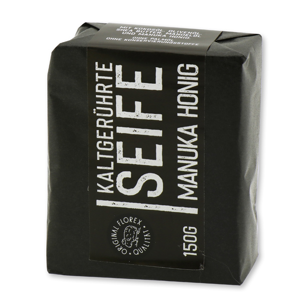 Cold-stirred plant oil soap 100g "Black Edition" black, Manuka honey 