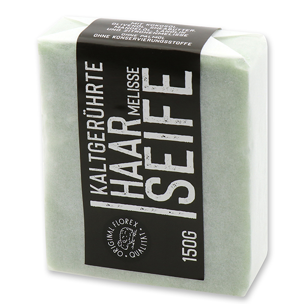 Cold-stirred soap 100g "Black Edition" white, Hair soap Melissa 