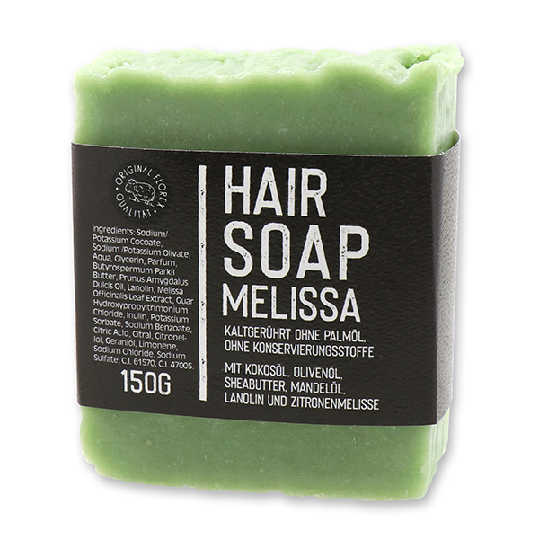 Cold-stirred soap 150g with paper "Black Edition", Hair soap Melissa 