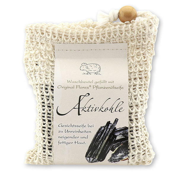 Special cold-stirred soap 150g classic packed in a soap holder, Activated charcoal 