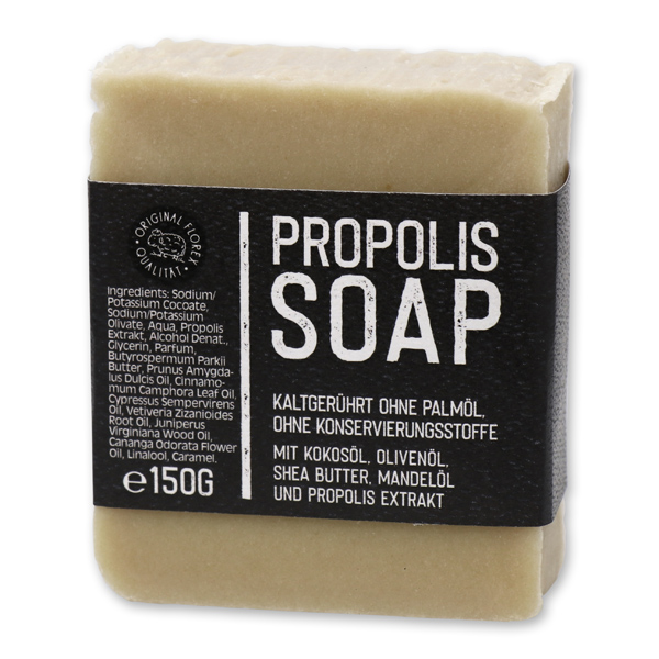 Cold-stirred soap 150g with paper "Black Edition", Propolis 