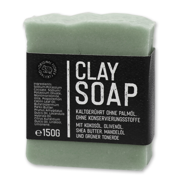 Cold-stirred soap 150g with paper "Black Edition", Healing clay 