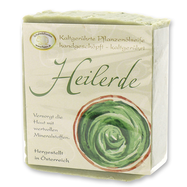 Cold-stirred sheep milk soap 150g with classic labelling, Healing clay 