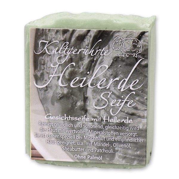 Cold-stirred sheep milk soap 150g with modern labelling, Healing clay 