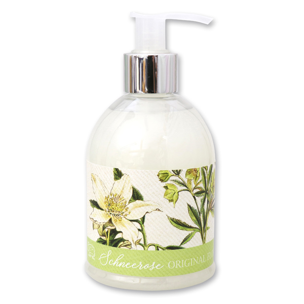Liquid sheep milk soap 250ml in a dispenser, Christmas rose white 