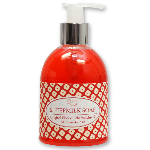 Liquid sheep milk soap 250ml in a dispenser "Red Edition", Pomegranate 