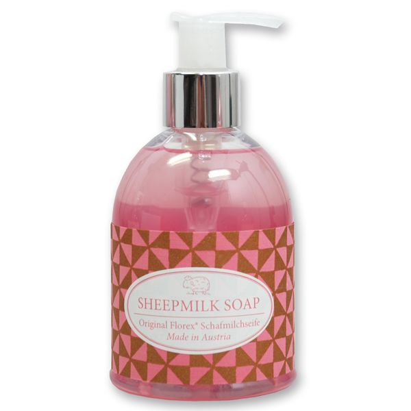 Liquid sheep milk soap 250ml in a dispenser "Pink Edition", Peony 