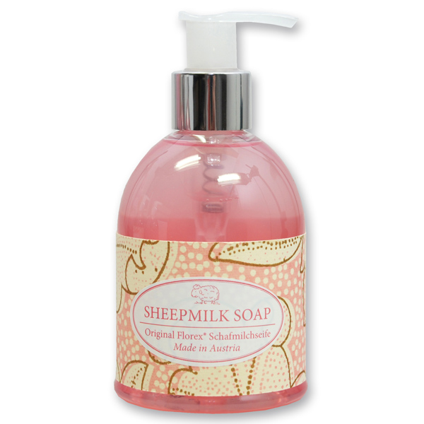 Liquid sheep milk soap 250ml in a dispenser "Pink Edition", Peony 