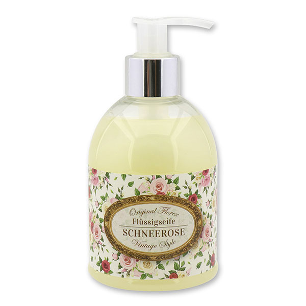 Liquid sheep milk soap 250ml in a dispenser "Vintage motif 186", Christmas rose white 