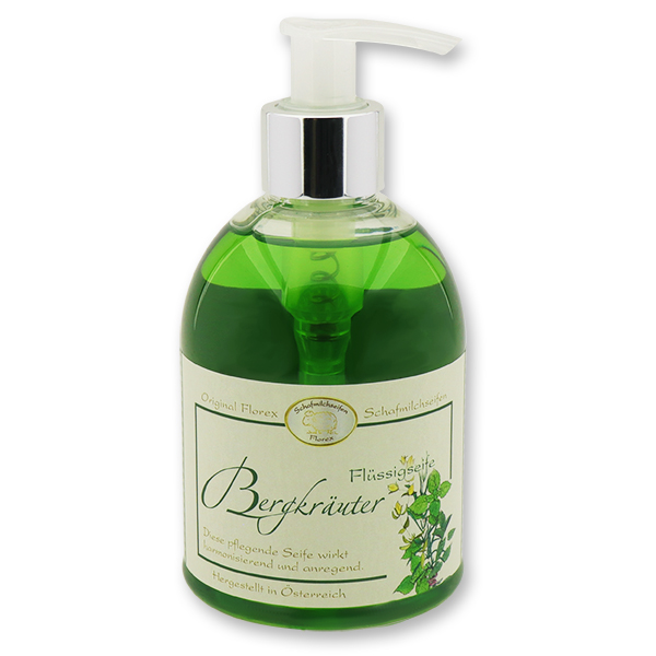 Flüssigseife mit biologischer Schafmilch 250ml im Spender klassisch, Bergkräuter 