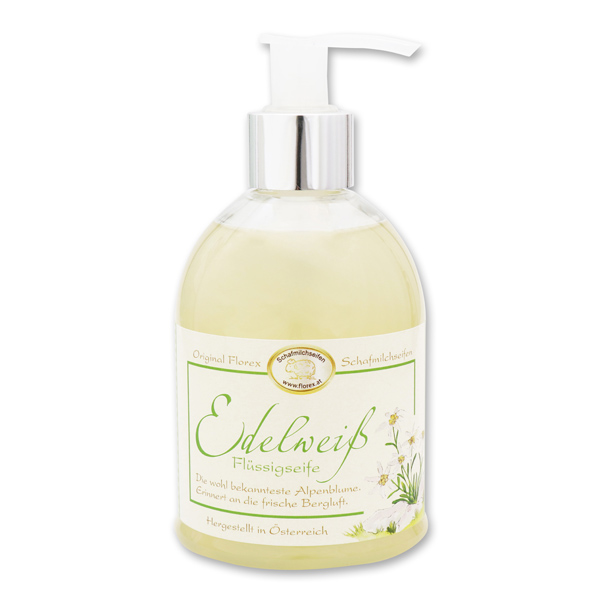 Liquid sheep milk soap 250ml in a dispenser classic, Edelweiss 