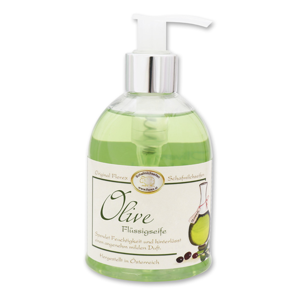 Flüssigseife mit biologischer Schafmilch 250ml im Spender klassisch, Olive 